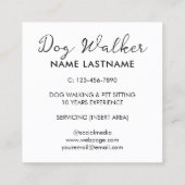 カスタム可愛い笑顔の犬歩く座りサービス スクエア名刺 (裏面)