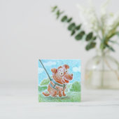 カスタム可愛い笑顔の犬歩く座りサービス スクエア名刺 (スタンド正面)