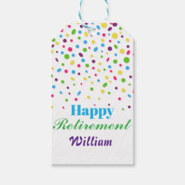 カスタム可愛い紙吹雪カラフルハッピーリタイア ギフトタグ