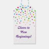 カスタム可愛い紙吹雪カラフルハッピーリタイア ギフトタグ (裏面)