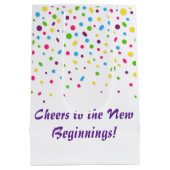 カスタム可愛い紙吹雪カラフルハッピーリタイア ミディアムペーパーバッグ (裏面)