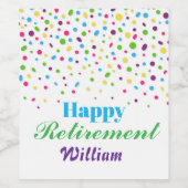 カスタム可愛い紙吹雪カラフルハッピーリタイア ワインラベル (シングルラベル)