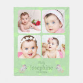 カスタム可愛い緑のベビー名写真 フリースブランケット (正面)