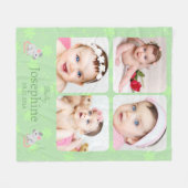 カスタム可愛い緑のベビー名写真 フリースブランケット (正面(横))