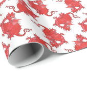 カスタム可愛い赤いドラゴンラッピング紙 ラッピングペーパー (ロールコーナー)