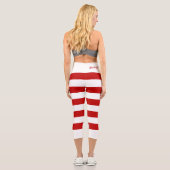 カスタム可愛い赤い白いストライプクリスマスキャンディ カプリレギンス (裏面)