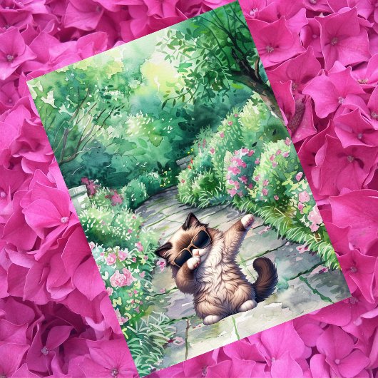 カスタム可愛い踊りラグドール猫誕生日 カード