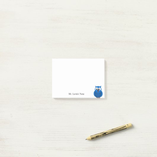 カスタム可愛い青フクロウの漫画のポストイットメモ ポストイット (デスク上)