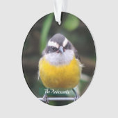 カスタム可愛い黄色の胸鳥の写真パーソナライズされた オーナメント (正面)
