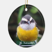 カスタム可愛い黄色の胸鳥の写真パーソナライズされた セラミックオーナメント (左)