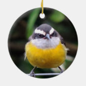 カスタム可愛い黄色の胸鳥の写真パーソナライズされた セラミックオーナメント (裏面)