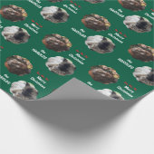 カスタム可愛い2ペットフォトフェスティバルクリスマスグリーン ラッピングペーパー (角)