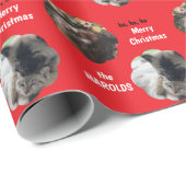 カスタム可愛い2ペットフォトフェスティバルクリスマスレッド ラッピングペーパー (ロールコーナー)
