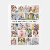 カスタム可愛い20枚コラージュ家族フレンズペット フリースブランケット (正面)