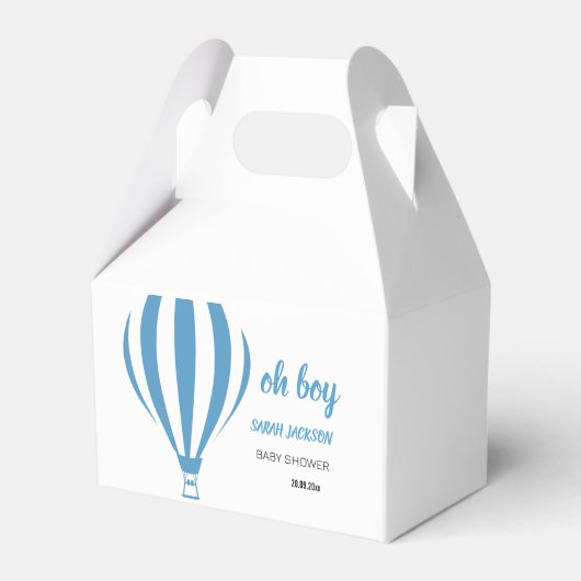 カスタム可愛いOh Boy Hot Air Balloon Baby Shower フェイバーボックス (正面サイド)