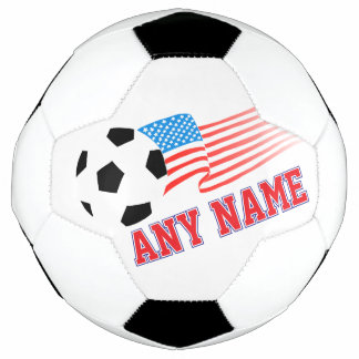カスタム可能なレッド＋ネーム＋サッカーボール＋デザイン＋アメリカ国旗 サッカーボール