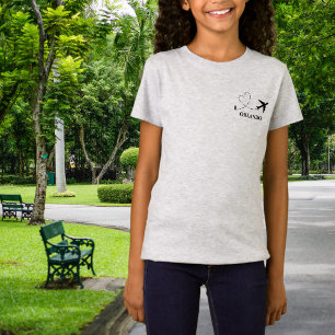 カスタム可能な旅行先と飛行機のデザインのファミリーバケーションTシャツ Tシャツ