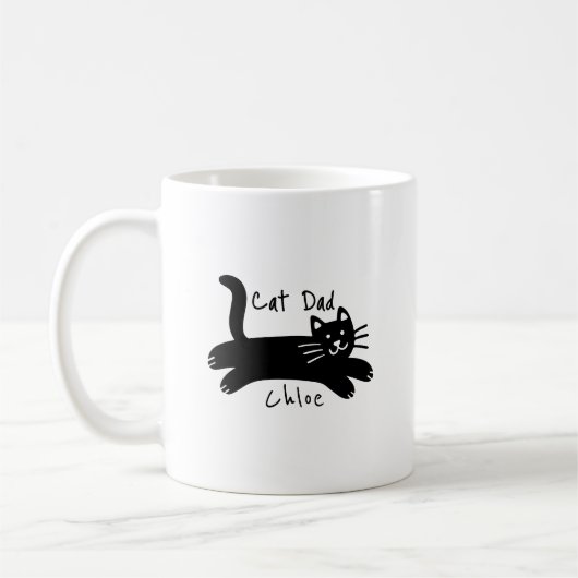 カスタム可能な猫の名前入り猫パパグッズ コーヒーマグカップ (左)