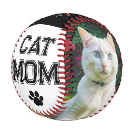 カスタム可能な猫ママのモノグラムフォト2枚 母の日ギフト 野球ボール