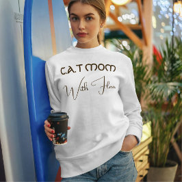 カスタム可能な猫好きママ ダークブラウン 面白いスクリプト ペットラバー スウェットシャツ