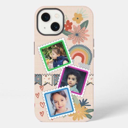 カスタム可能な虹、花、ハート、旗のデザイン iPhoneケース (裏面)