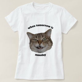 カスタム可能 怒った猫の面白いデザイン 月曜日嫌いな人のTシャツ Tシャツ