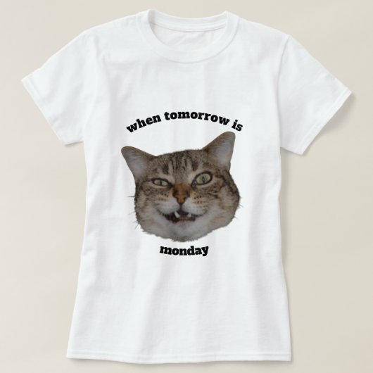カスタム可能 怒った猫の面白いデザイン 月曜日嫌いな人のTシャツ Tシャツ (デザイン正面)