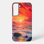 カスタム可能!燃えるような夕焼けの海岸線 – 海の崖 SAMSUNG GALAXYケース (裏面)
