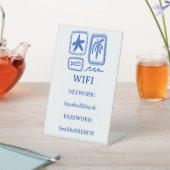 カスタム可能 WIFIログイン 海辺のバケーション・レンタル 台座サイン (インサイチュ)