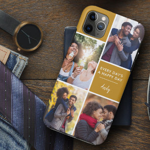 カスタム可 多写真コラージュ ポジティブ 引用 マスタード iPhone 11 PRO MAXケース