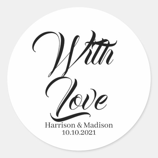 カスタム台本の結婚ギフトメッセージカードシール ラウンドシール (正面)