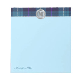 カスタム台本タータンチェック金属鋼モノグラム ノートパッド
