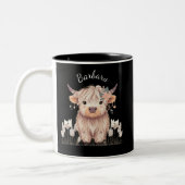 カスタム名かわいモダンボホハイランドカウズ ツートーンマグカップ (左)