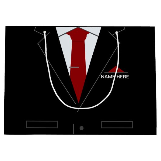 カスタム名とビジネススーツが付いた面白いギフトバッグ ラージペーパーバッグ (正面)