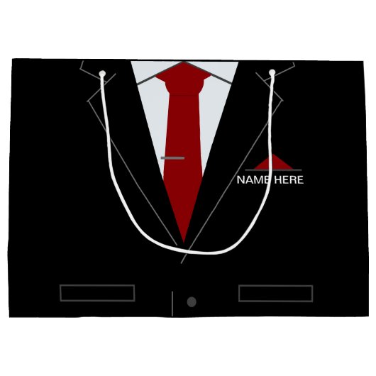 カスタム名とビジネススーツが付いた面白いギフトバッグ ラージペーパーバッグ (裏面)