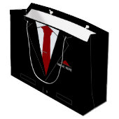 カスタム名とビジネススーツが付いた面白いギフトバッグ ラージペーパーバッグ (裏面アングル)