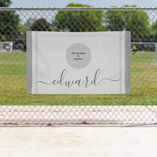 カスタム名とロゴ シンプルグレー 横断幕 (インサイチュ)