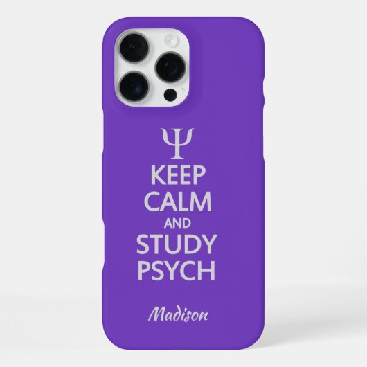 カスタム名と色で「Keep Calm & Study Psych」 iPhoneケース (裏面)