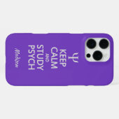 カスタム名と色で「Keep Calm & Study Psych」 iPhoneケース (裏面横)