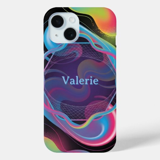 カスタム名のネオン液体フレーム Case-Mate iPhoneケース (裏面)