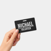 カスタム名の黒ボランティアバッジ バッジ (手持ち)