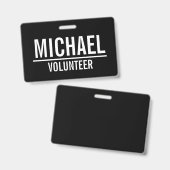 カスタム名の黒ボランティアバッジ バッジ (正面＆裏面)
