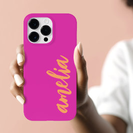 カスタム名スクリプト ボールド マジェンタ オレンジ Case-Mate iPhone 14 PRO MAXケース