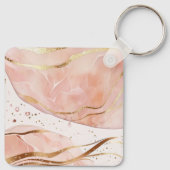 カスタム名トレンディー大理石バラ金ゴールド キーホルダー (裏面)