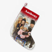 カスタム名パーソナライズされた付き写真 スモールクリスマスストッキング (正面 (吊り時))