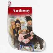 カスタム名パーソナライズされた付き写真 スモールクリスマスストッキング (正面)