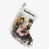 カスタム名パーソナライズされた付き写真 スモールクリスマスストッキング (正面 (吊り時))
