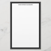 カスタム名パーソナライズされた名ブラックグレー縁ど 便箋 (正面)