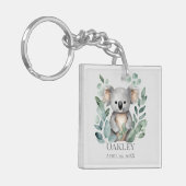 カスタム名パーソナライズされた誕生日付コアラベア キーホルダー (正面左)