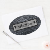 カスタム名ブラック&シルバードラゴンスケール/スキンプリント 楕円形シール (封筒)